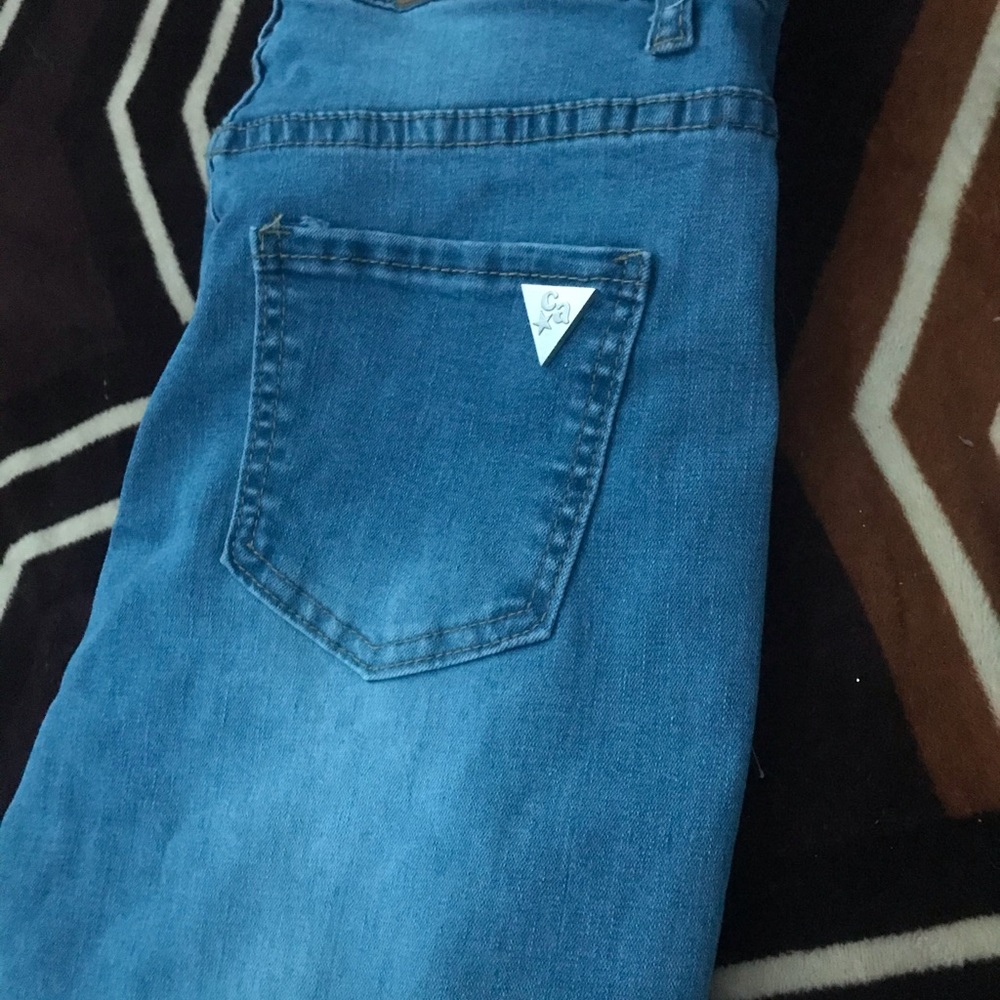 High waste blue boot cut jeans